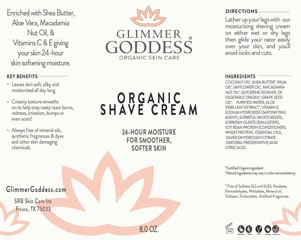 Organic Shave Cream w/Aloe, Coconut Oil & Shea Butter